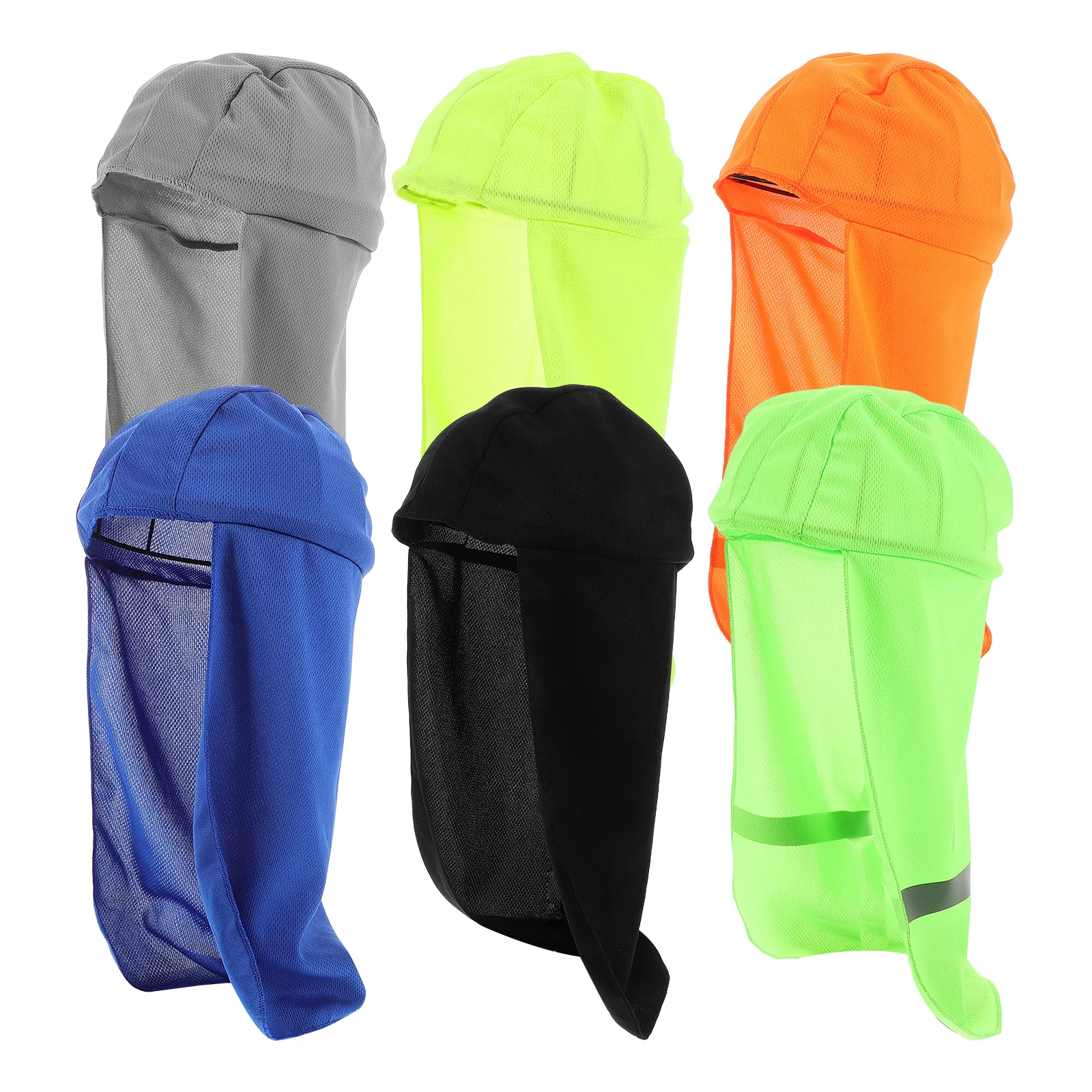 

6pcs Sun Protection Neck Hat Reflective Strips Breathable Fabric Adjustable Sunshade Cap Accessories for Women
