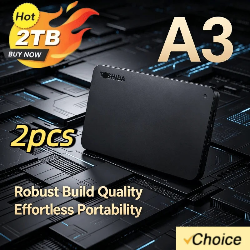 Toshiba For OEM A3 Expansion HDD Drive Disk 500GB 1TB 2TB USB3.0 External HDD 2.5 Inch Portable 2PCS External Hard Disk BOX