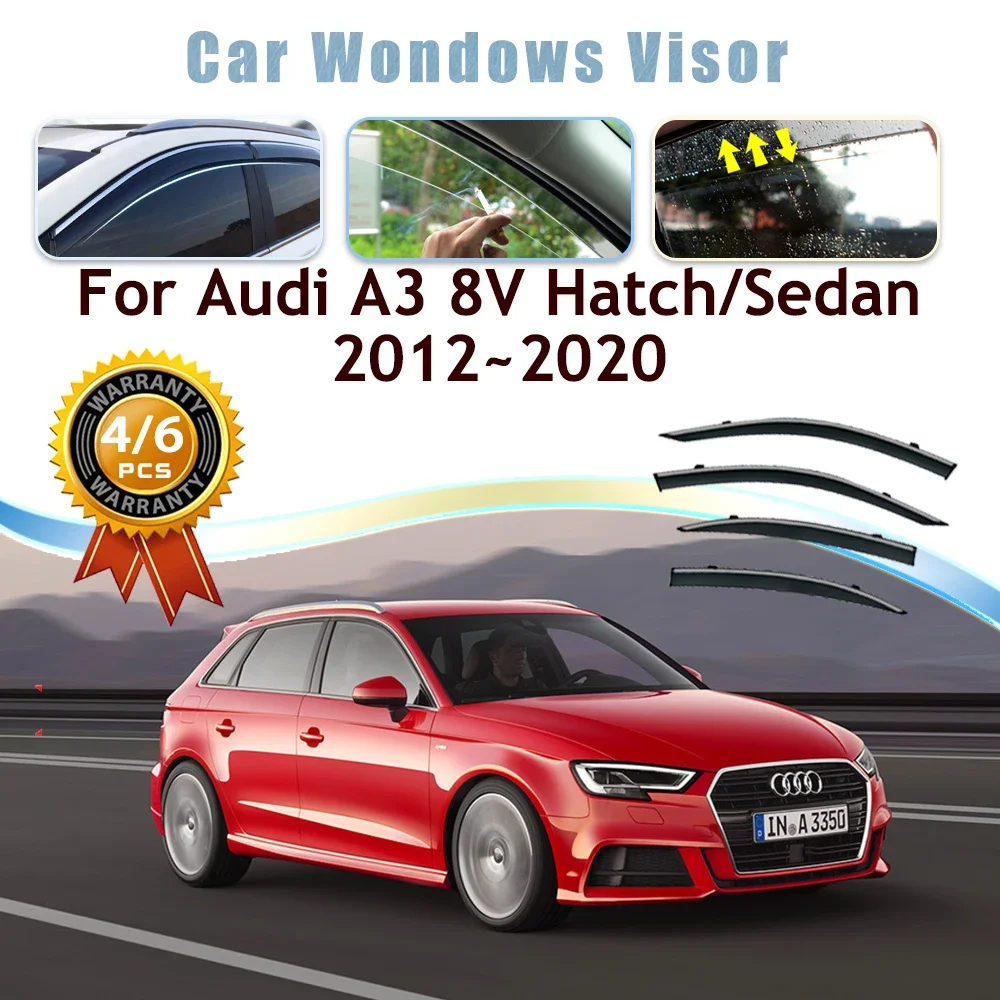 

For Audi A3 8V 2012~2020 Hatchback Sedan Car Window Visors Waterproof Rain Sun Snow Guard Deflector Windshields Auto Accessories