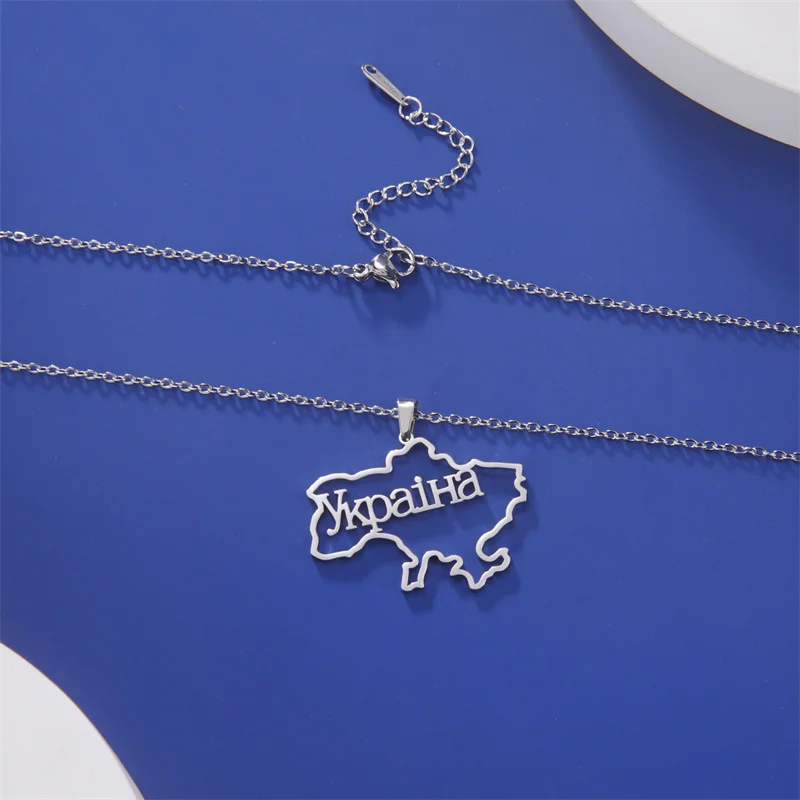 Mode Umriss Ukraine Karte Halskette Kette Halsband Hals Edelstahl Schmuck Ästhetische Halsketten Geschenke accesorios para mujer – Detail 37
