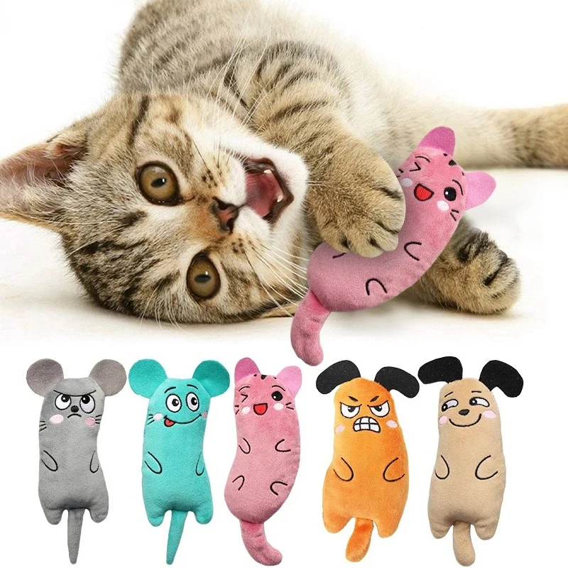 Interaktives Katzenminze-Spielzeug für Katzen, süßes Plüsch-Kauspielzeug mit Krallen, Zähneknirschen, Funktionen für Kätzchen, lustiges und interaktives Spielen