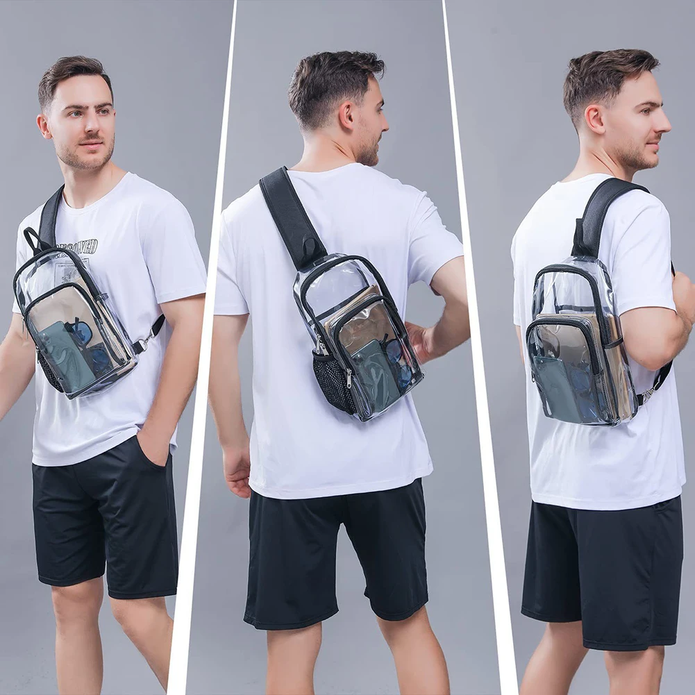 Transparent PVC Crossbody Bag Stadium Approved Female Sling Chest Pack Fashion Waterproof Portable Simple for Weekend Vacation