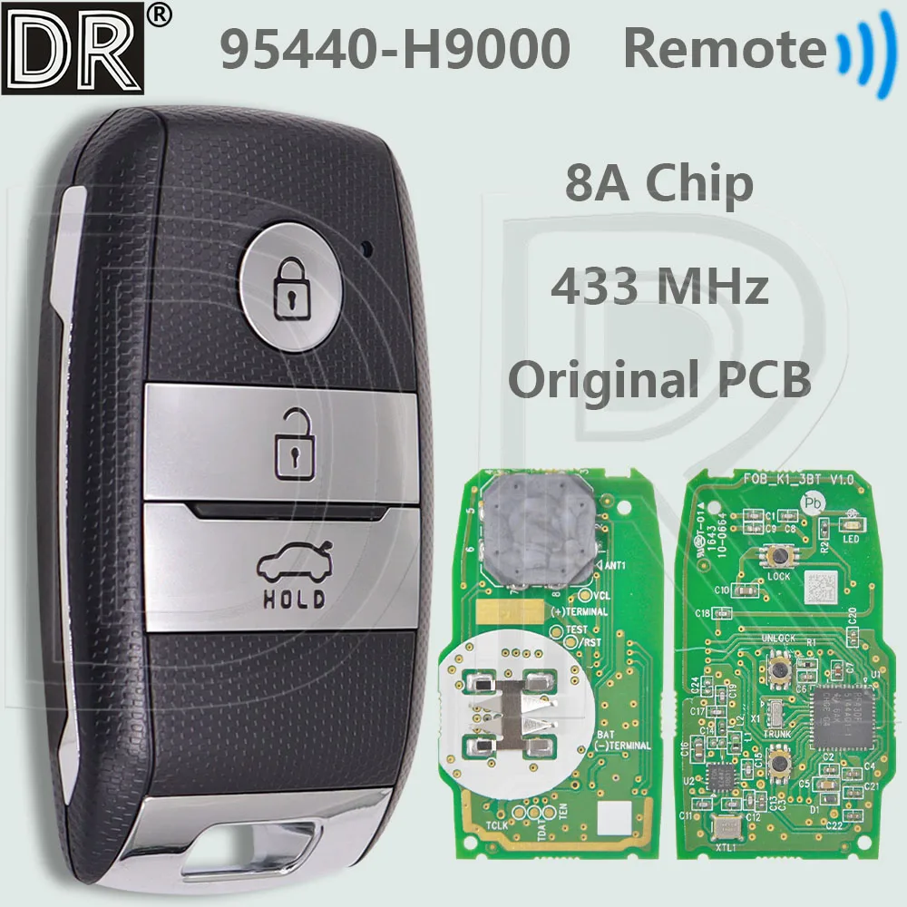 

Оригинальная печатная плата DR 95440-H9000 8A, чип 433 МГц, бесконтактный смарт-автомобильный дистанционный ключ для KIA Rio 2017 2018