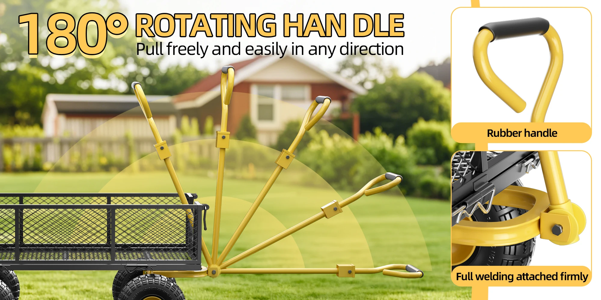 YDC-2503 لوحة إطار شبكي مسطحة محمولة بأربع عجلات قابلة للطي لوازم الحدائق عربة يدوية للتخييم في الهواء الطلق والشاطئ #5