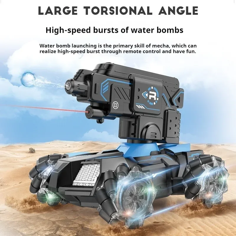 

36cm High-speed 2.4G Remote Control Car, Side Firing Water Bomb with Laser Light Sound Effect, 6-channel 360° Rotation Stunt Car