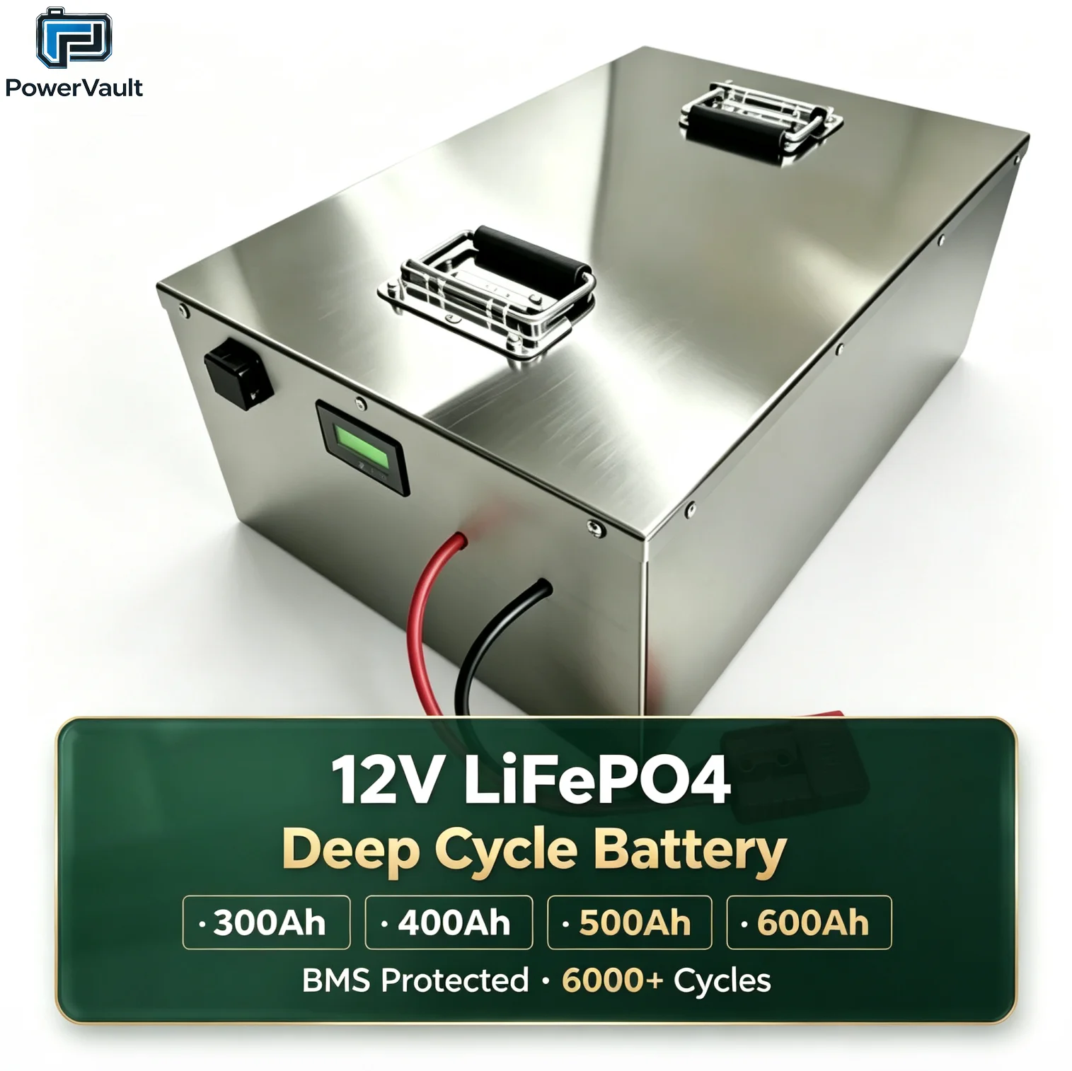 12V LiFePO4 Lithium Battery 300Ah 400Ah 500Ah 600Ah Deep Cycle with BMS Protection for RV Solar Marine Off-Grid