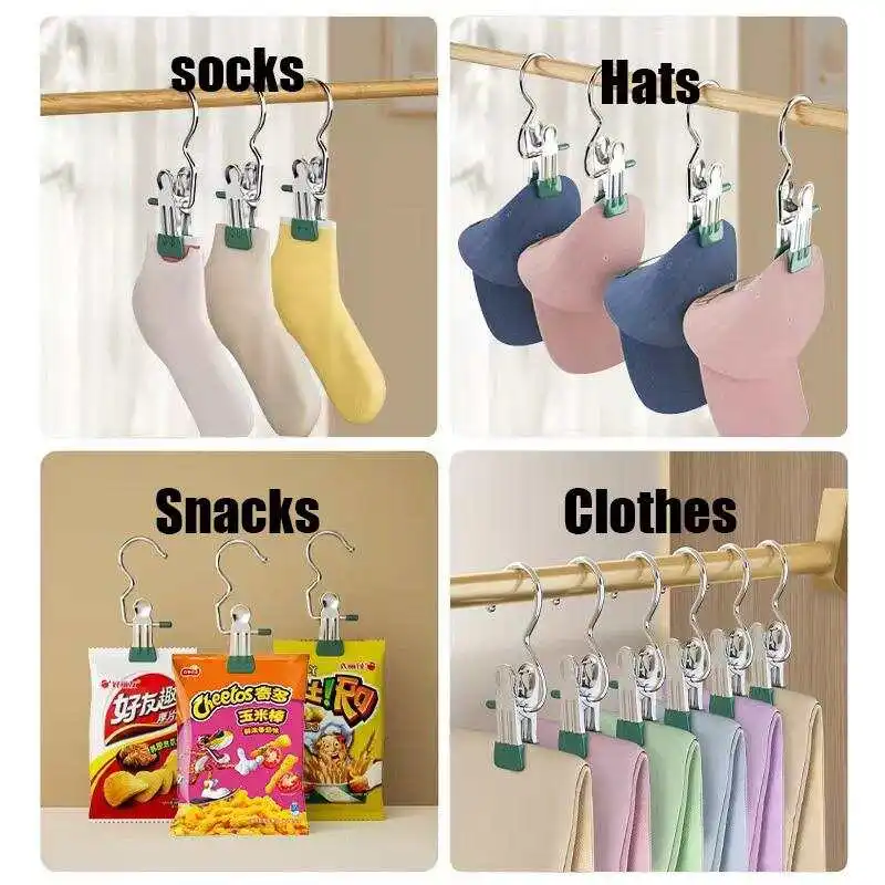 Ultimate Lightweight 16 Counts Anti-Rust Hanging Clips Clothespins,  Travel Leggings Skirt Hanger Organizer for Home & More, Spacesaving Magic Hat & Pants Trousers Storage Rack Multipurpose Organized Hooks Clotheshanger view 4