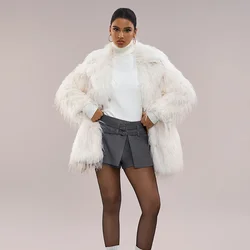 Toka Imitation Fox Fur Coat Women Autumn and Winter Fashion Belt Fur Coat for Women