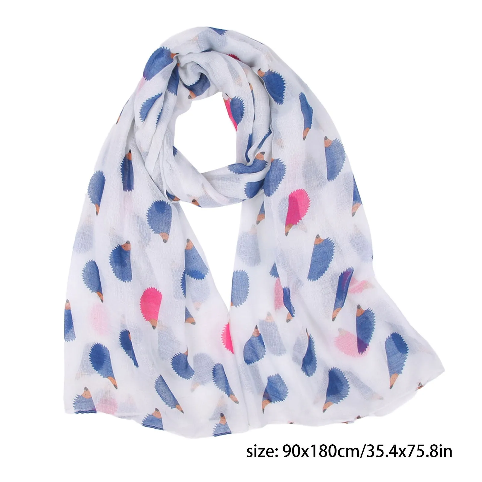 New Ladies Viscose Cotton Hedgehog Print Scarf For Women Variety Of Animal Prints Circle Scarves Fashion Ring Scarfs Animal Scar