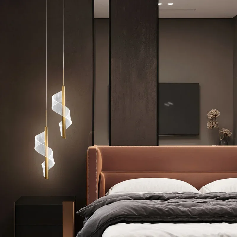 

Modern LED Pendant Lights Gold/Black Bedside Hanging Lamp Indoor Lighting Bedroom Living Room Home Decoration Acrylic Light Fixt