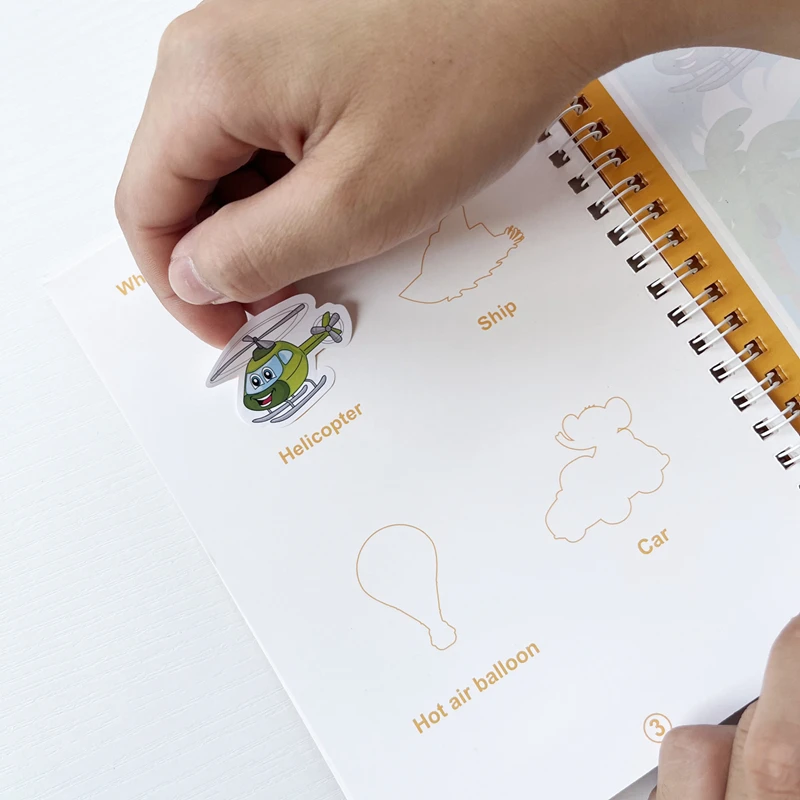 Magic Water Doodle Book for Kids - Reusable Water Reveal Coloring Set with Stickers, 2-in-1 Creative Painting and Sticker