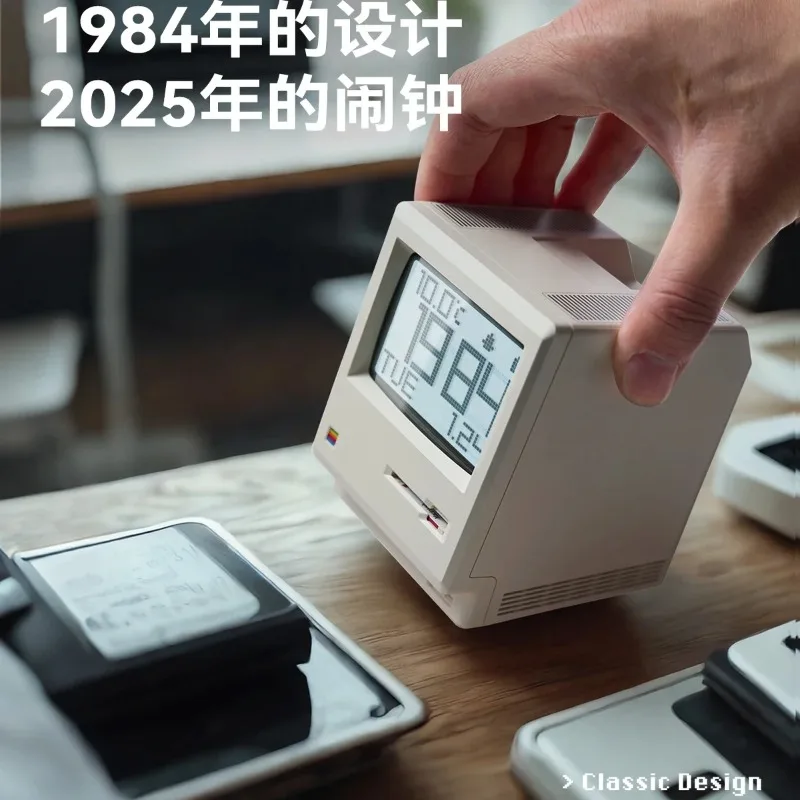 Maclock retro relógio de longa duração da bateria despertador display acordar artefato computador desktop decoração sensível presente preciso