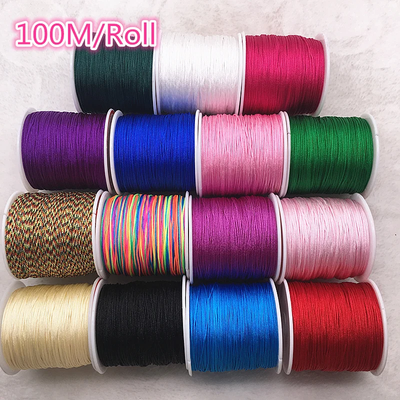 

NEW 100M/Roll 0.8mm Nylon Cord Thread Chinese Knot Macrame Cord Bracelet Braided String DIY Beading Thread