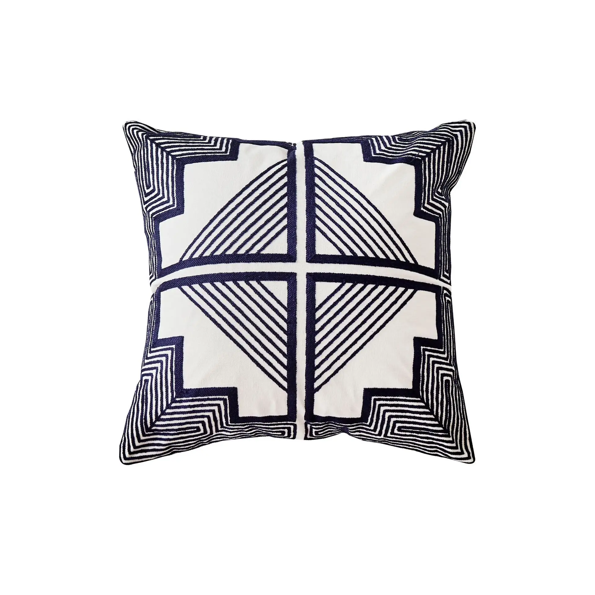 

Geometric Line Sofa Cushion Cover, Office Cotton and Linen Embroidered Pillow Cover, Minimalist Pillowcase