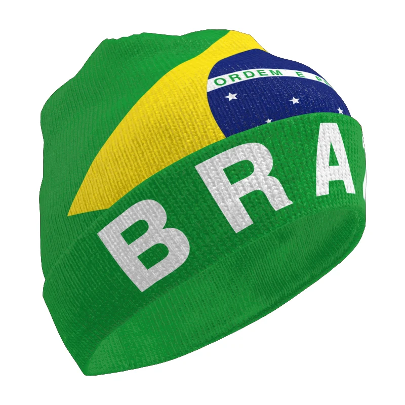 Brazil Knitted Hat Free Custom Name Winter Cold Pullover Portugal Bra Brasil Flag Brazilian Knit Keep Warm Cap Br Hip Hop Beanie