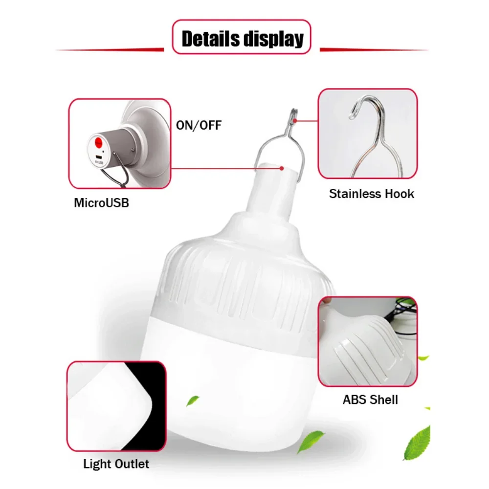 Energy Saving Lighting Spare Battery Bulb Rechargeable Home Led Emergency Outdoor Portable Charging Lamp