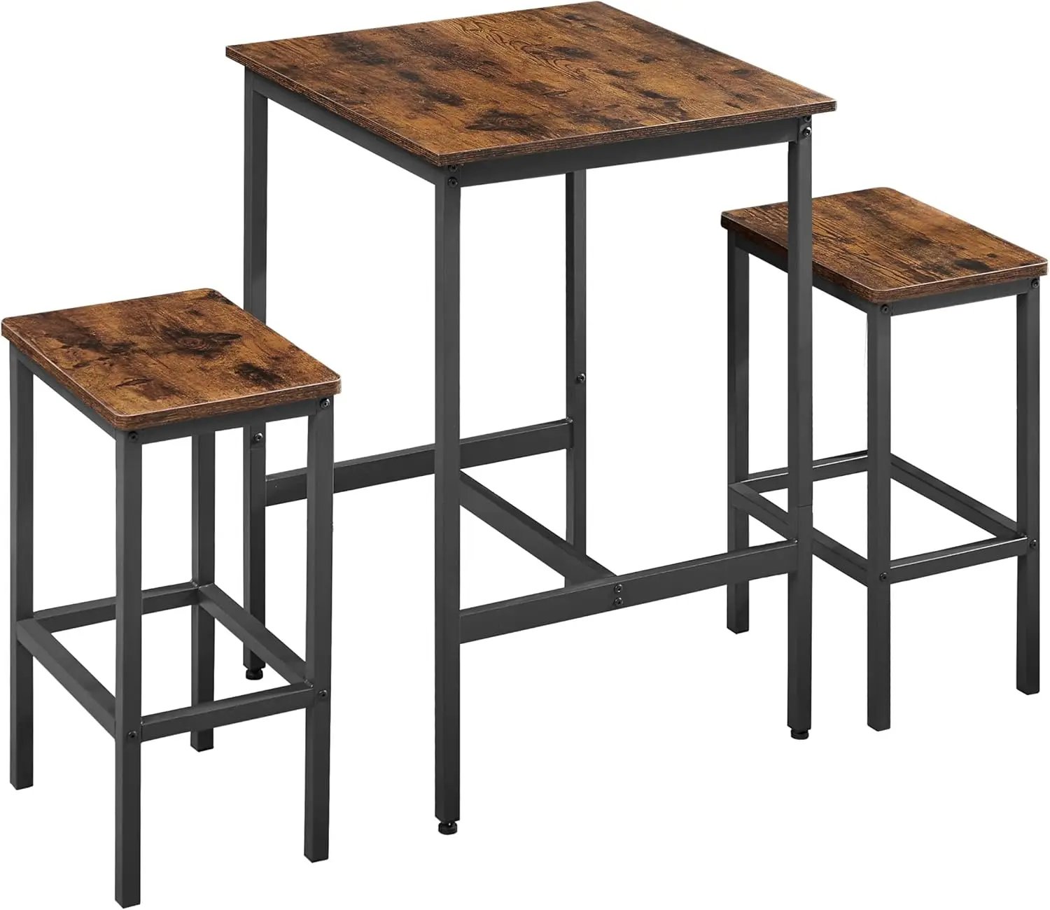 Funny Elf Square Bar Table Set 2 Industrial Style Bar Chairs Perfect For Kitchen, Bar, And Banquet Hall Space Saving,