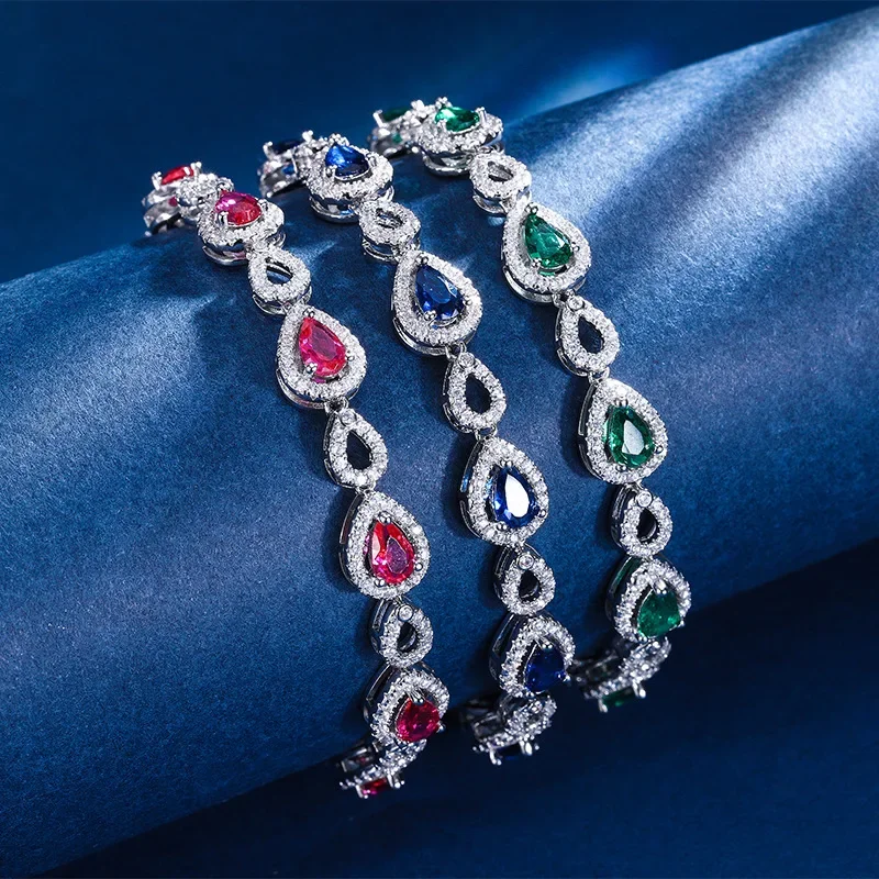 

Autumn and Winter New High-end Jewelry Retro Luxury Inlaid Corundum Light Luxury Full Diamond Bracelet Retro Main Stone 4*6