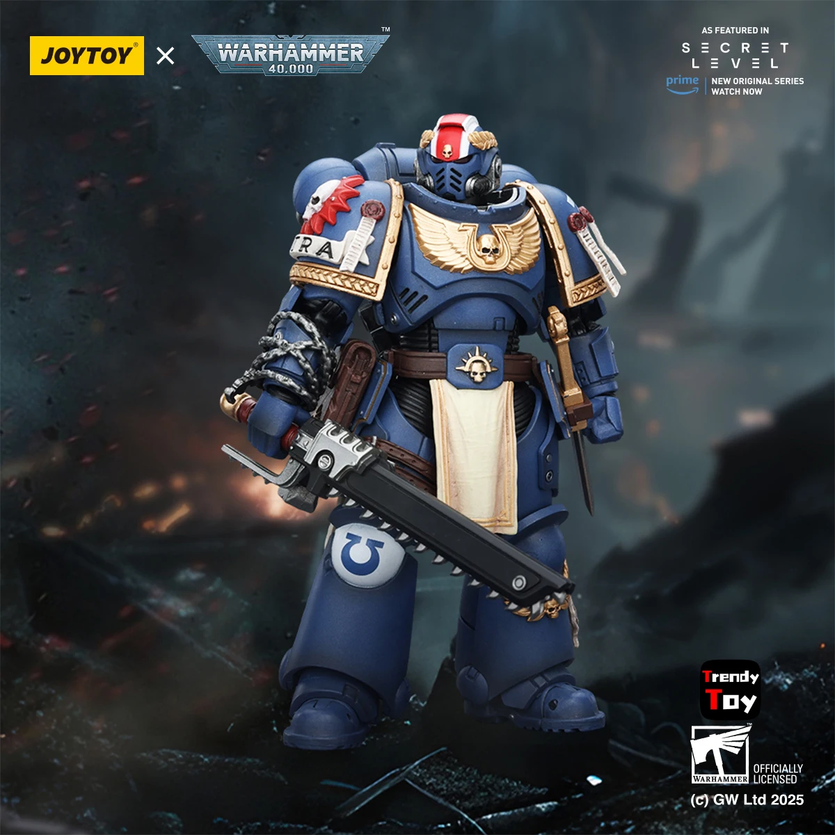 【JOYTOY】Warhammer 40K Ultramarines Titus con Laurels of Victory Metaurus Levantus Torvald 1/18 Figura de acción