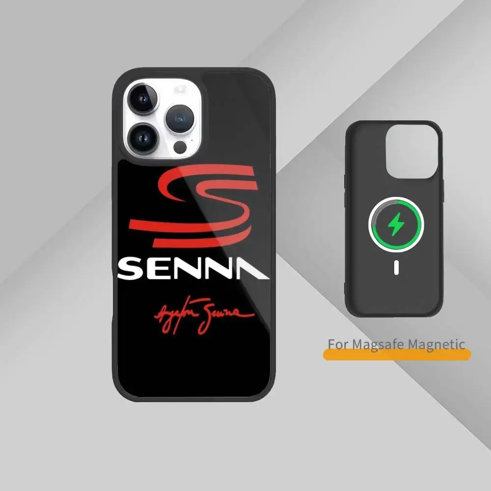 Capa de telefone Racing Driver A-Ayrton S-Senna para iPhone17,16,15,14,13,12,11 Plus,Pro Max magnético para carregamento sem fio Magsafe