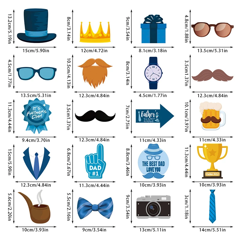 20 قطعة عيد الأب سعيد موضوع قناع حفلة أفضل أبي كابينة تصوير الدعائم ل 2025 عيد الأب حفلة عيد ميلاد التصوير الديكور