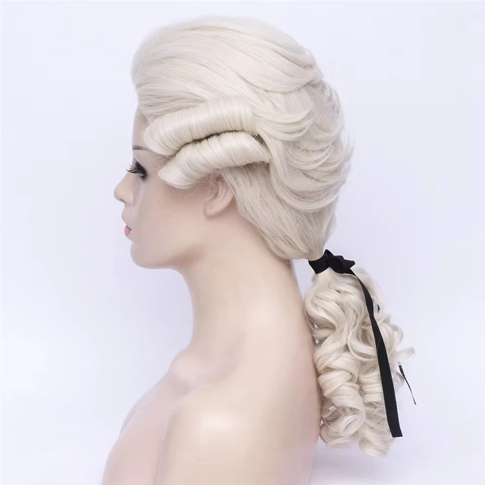 Parrucca da avvocato Gaka Judge Parrucche ricci per capelli intrecciati biondo chiaro Parrucche sintetiche per cosplay per donne o uomini