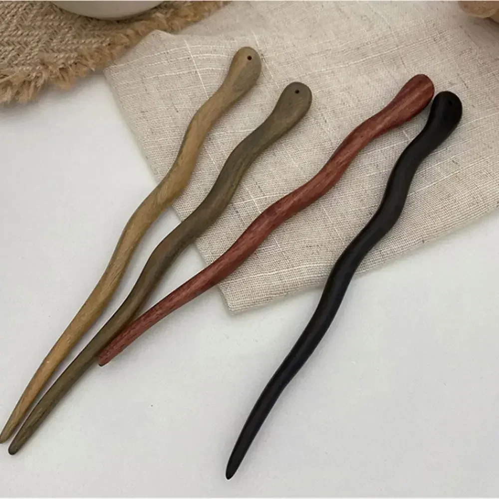 Fashion Hairpin Chinese Traditional Long Wooden Hair Sticks for Women Retro Simple Antique Hanfu Cheongsam Headdress Accessories