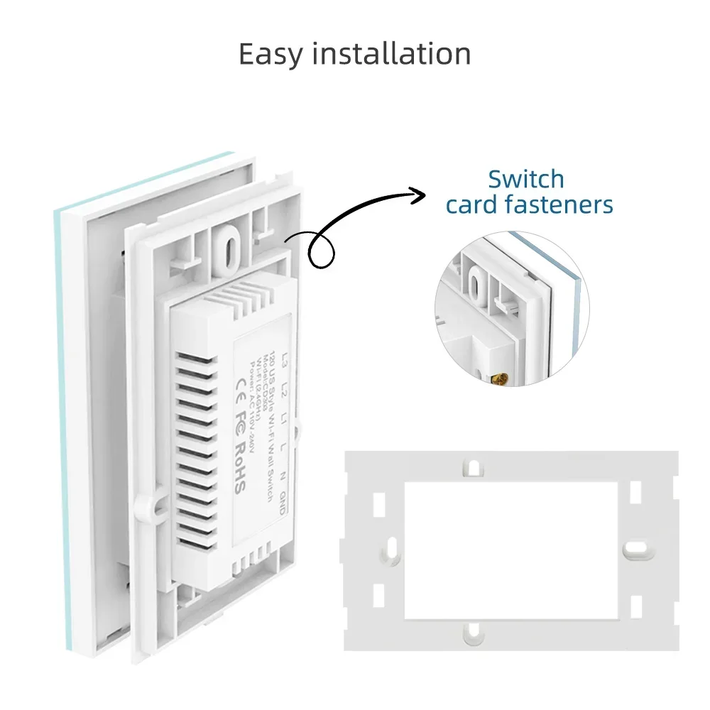 3 gang US. Australian and Mexico standard WIFI touch switch smart wifi zigbee wall touch switch