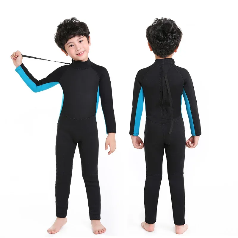 Neoprene Wetsuit for Kid, Long-sleeved, Full Body Warm Outdoor Sunscreen 1 Piece 2.5mm