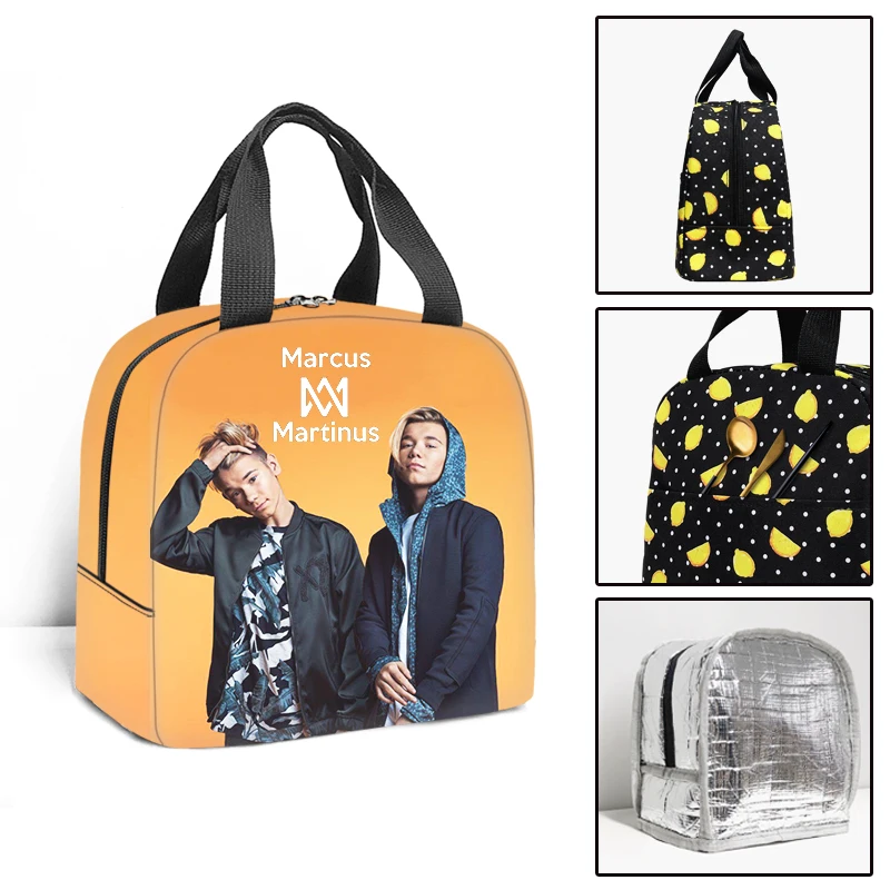 

Trendy Youthful Marcus and Martinus 3D Print Insulated Portable Handbags Ice Bags Lunchbox Thermal insulation Food Lunch Bag