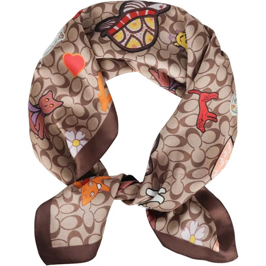 

EXTREE Модный шелковистый атласный платок для женщин и девочек: легкие шелковые изящные шарфы с изысканным узором 27,5 x 27,5 дюймов на