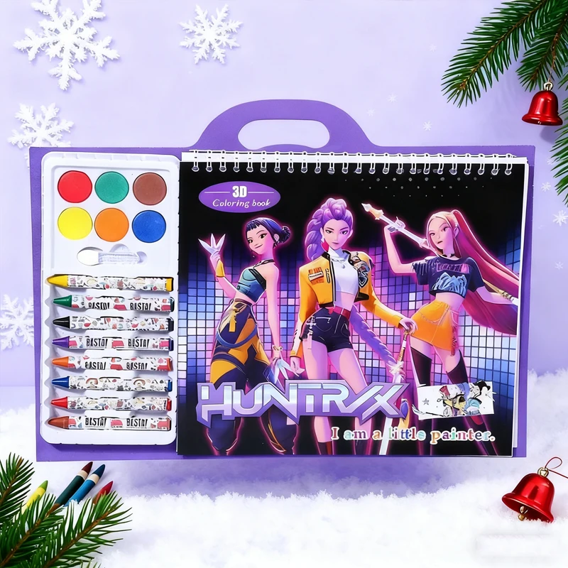 Huntrix KPOP Graffiti-Malbuch für Kinder, pädagogisches Malbuch mit Buntstiften, Malbuch