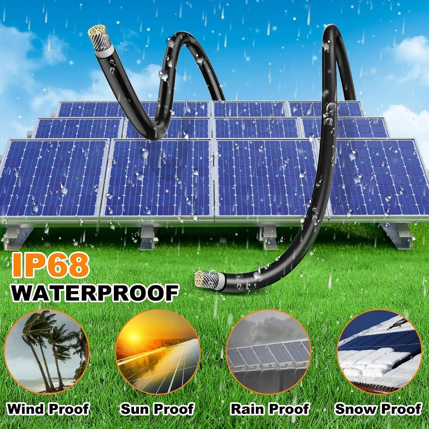 PowMr 100M 4/6mm2 كابل كهروضوئي سلك الطاقة الشمسية 10/11AWG للاتصال الكهروضوئي الأسود والأحمر لوحة طاقة شمسية تمديد كابل الأسلاك النحاسية #4