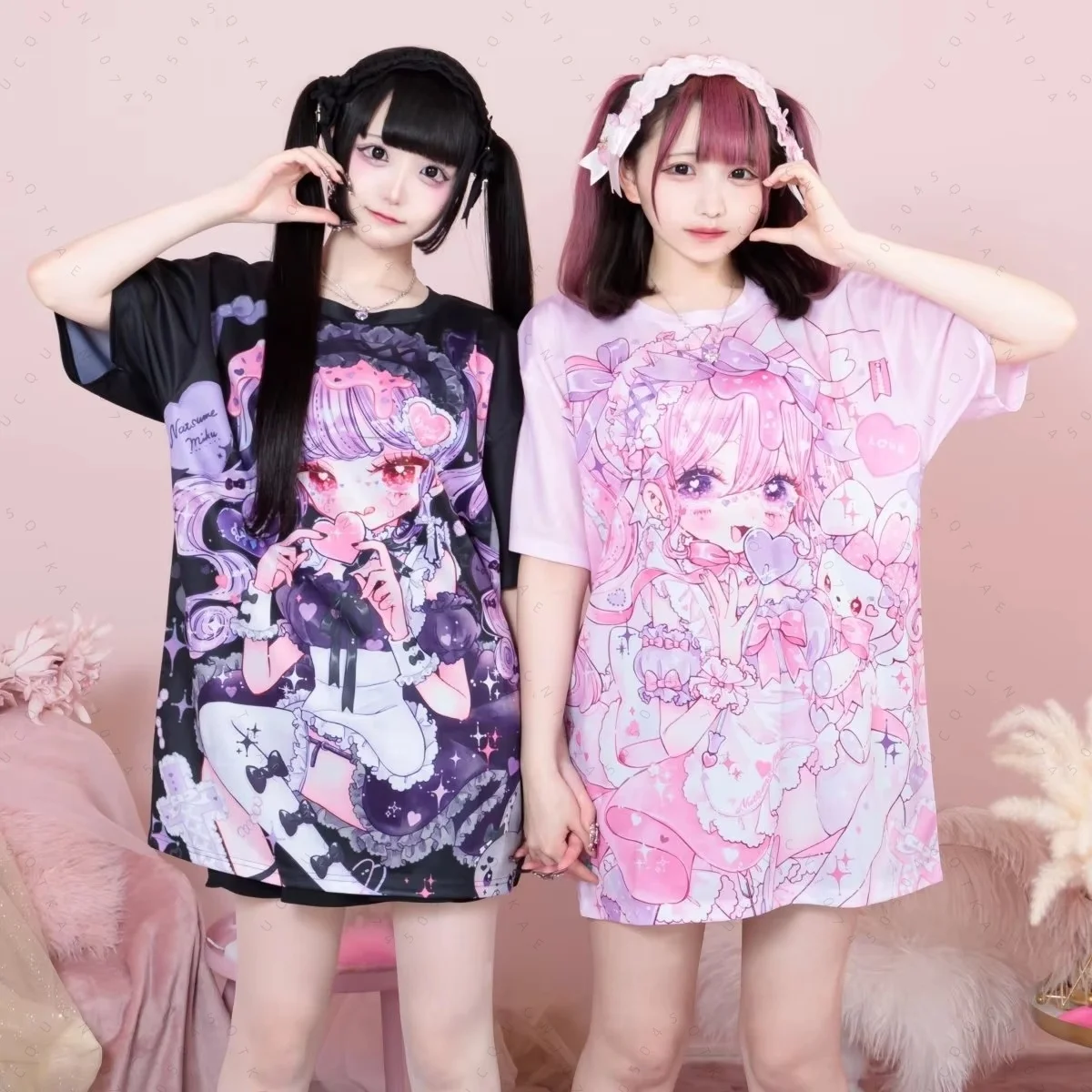 2026 Japanese Landmine Style Anime Printing Loose Short Sleeve Parent Child Y2k Harajuku Subculture Loose Male Female T-Shirts