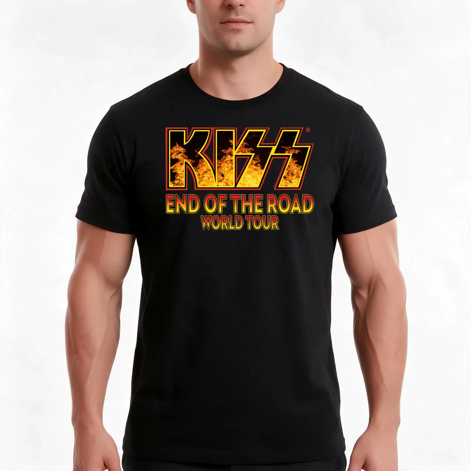 KISS End Of The Road World Tour Spaceman Catman Starchild Demon F2 T-Shirt, Summer Casual Cotton Tee, Oversized Streetwear Tops