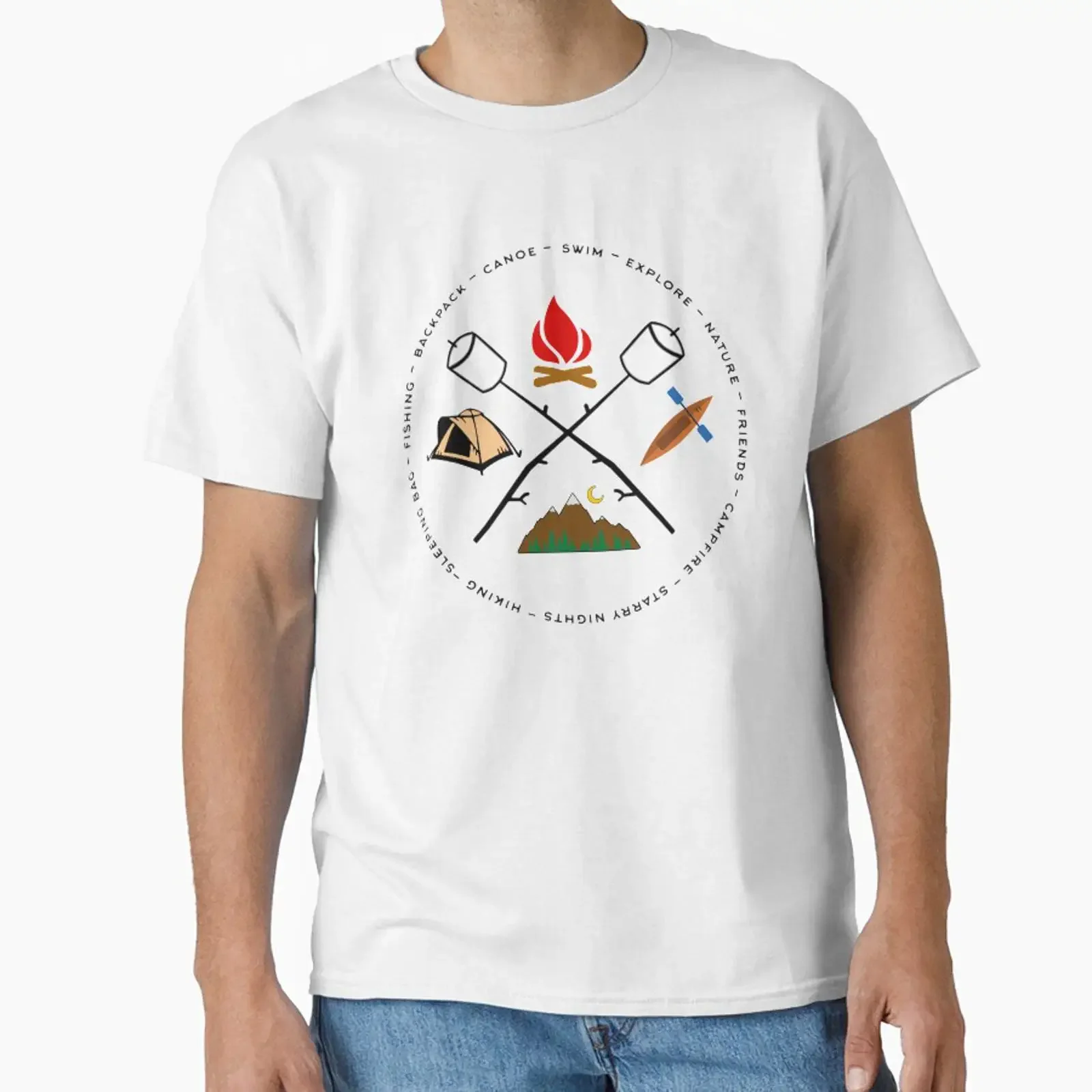 Campground Bonfire Marshmallow Rowboat Oar Lodge designed and sold by MAXXEXCHANGE vintage Washed designer clothes Stretched