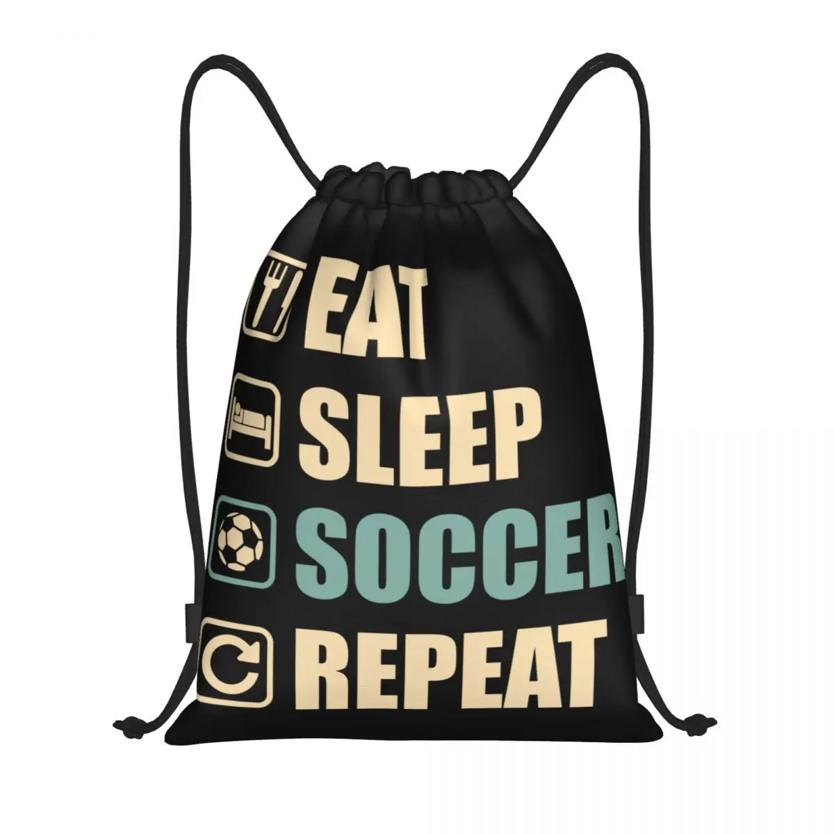 

Custom Funny Eat Sleep Soccer Repeat Drawstring Bag for Training Yoga Backpacks Men Women Sports Gym Sackpack