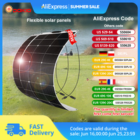 DOKIO 200W (two 100W) 18V flexible solar panel waterproof monocrystalline solar panel camping RV home 12V battery charging