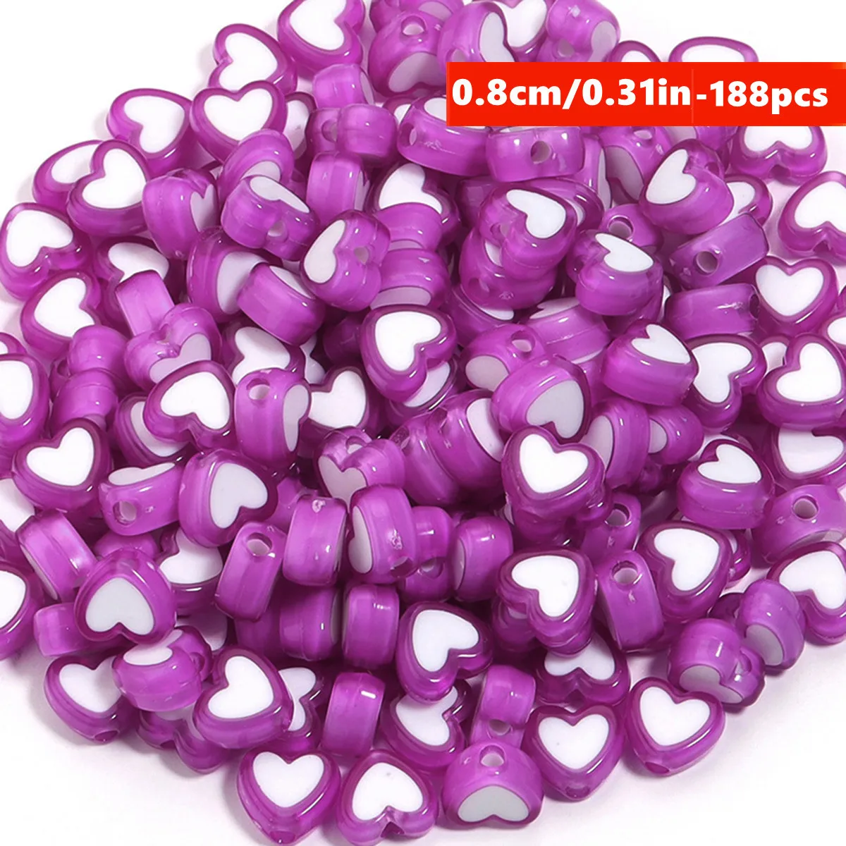 8 mm, 188 Stück, 8 Farben, lila und gemischte pfirsichfarbene Herzperlen für die Herstellung von DIY-Handarbeiten, Kleinunternehmensbedarf – Detail 11