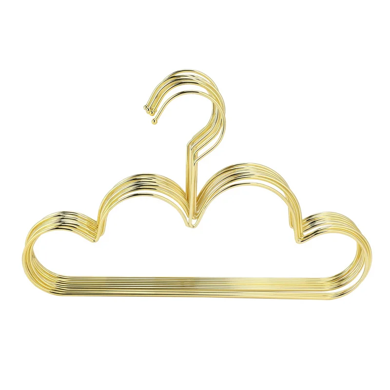 

ABAH-50Pcs Hangers Non Slip Metal Toddlers Clothes Hanger Golden Kids Cloud Shape Coat Hanger Clothing Storage Organizer Rack