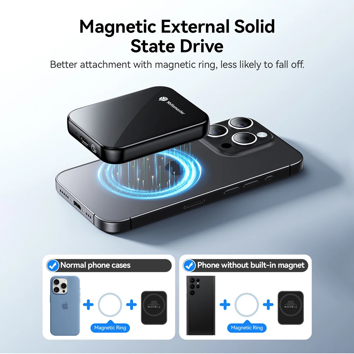 Yottamaster 2TB 1TB Mini HDD SSD externo magnético 4K ProRes 2000MB/s HDR Record and Store Unidad de estado sólido PSSD para iPhone Mac