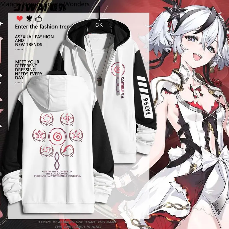 

Long Sleeve Jacket Unisex Coat Wuthering Waves Camellya Anime Hoodie Zipper Fashion Cool Hooded Sweatshirt Top Cosplay Costume