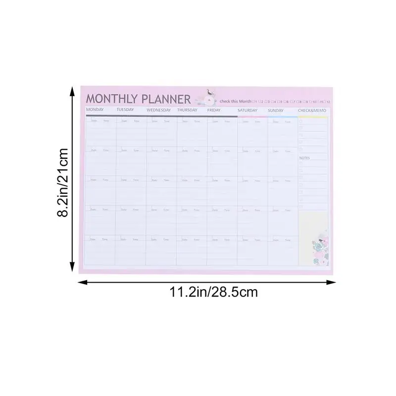 20 Sheets Monthly Planner A4 Decorative Organizer Calendarssssss Schedule Notebook Candy Weekly Notebook Planner Memo Pad(Random