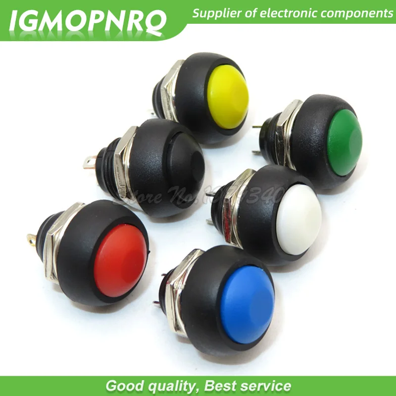 5pcs Black/Red/Green/Yellow/Blue/White 12mm Waterproof Momentary Push button Switch PBS-33B  IGMOPNRQ