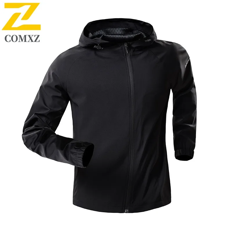 COMXZ Trendy Jackets Hooded Solid Color Branded Breathable Outdoor Windproof Camping Cycling Valley Jackets 2025 Travel Men Coat #4