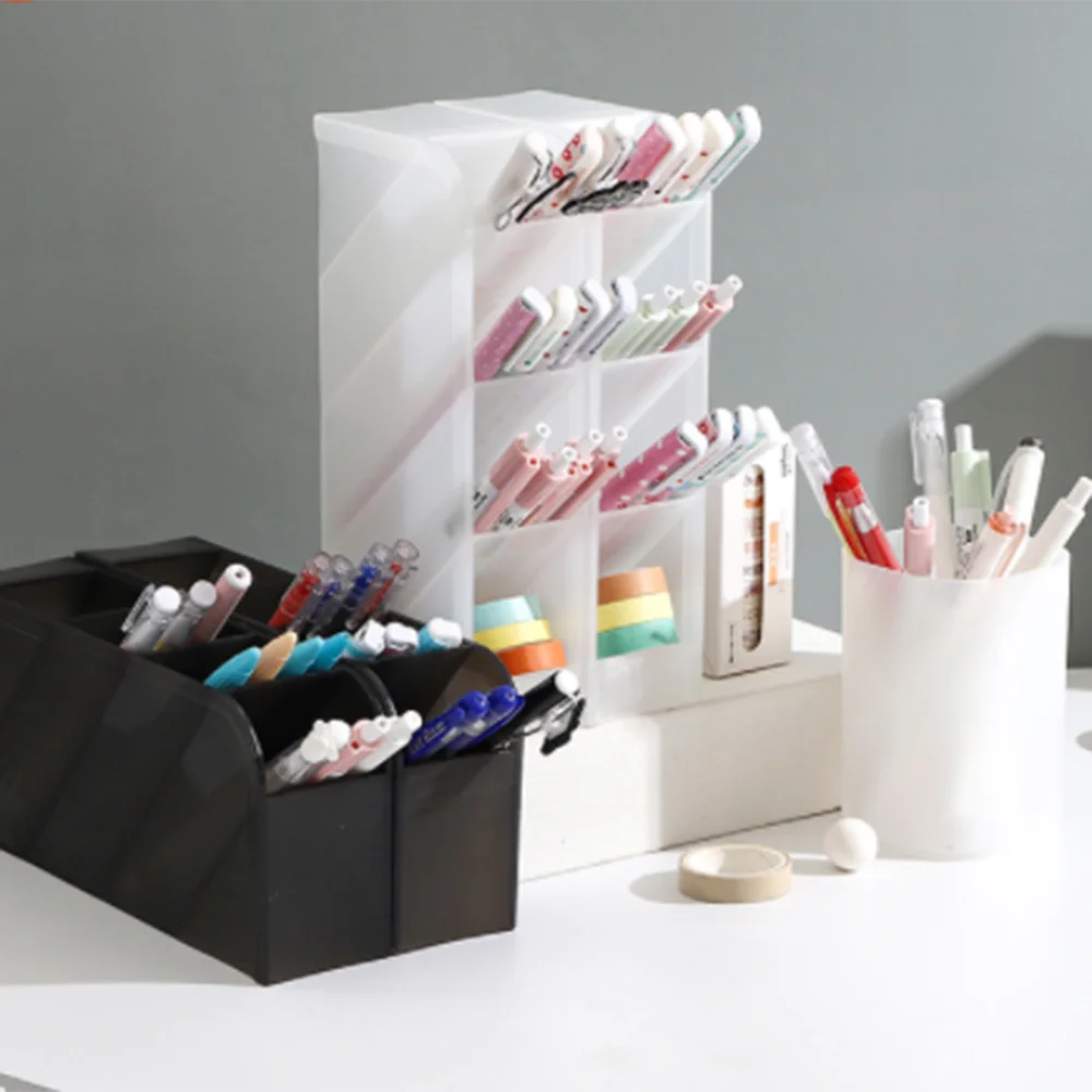 Multifunctionele Creatieve Schuine Insteekpenhouder Student Desktop Emmer Opbergdoos Organizer Kantoorpenhouder