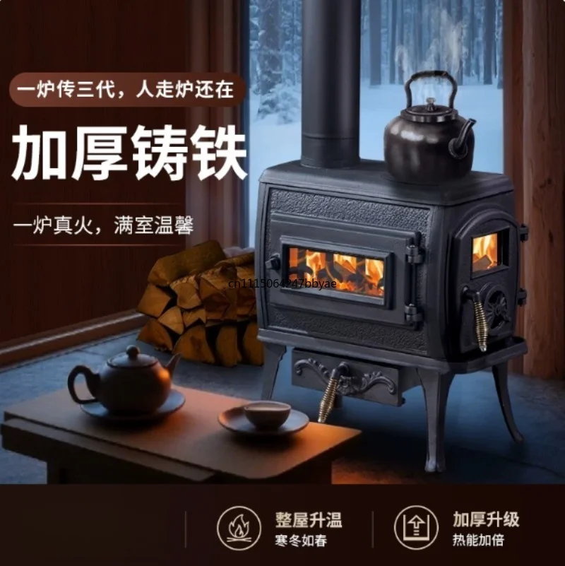 For Cast Iron Wood Burning Stove 8kW Indoor Fireplace Heater For Home Space Heating
