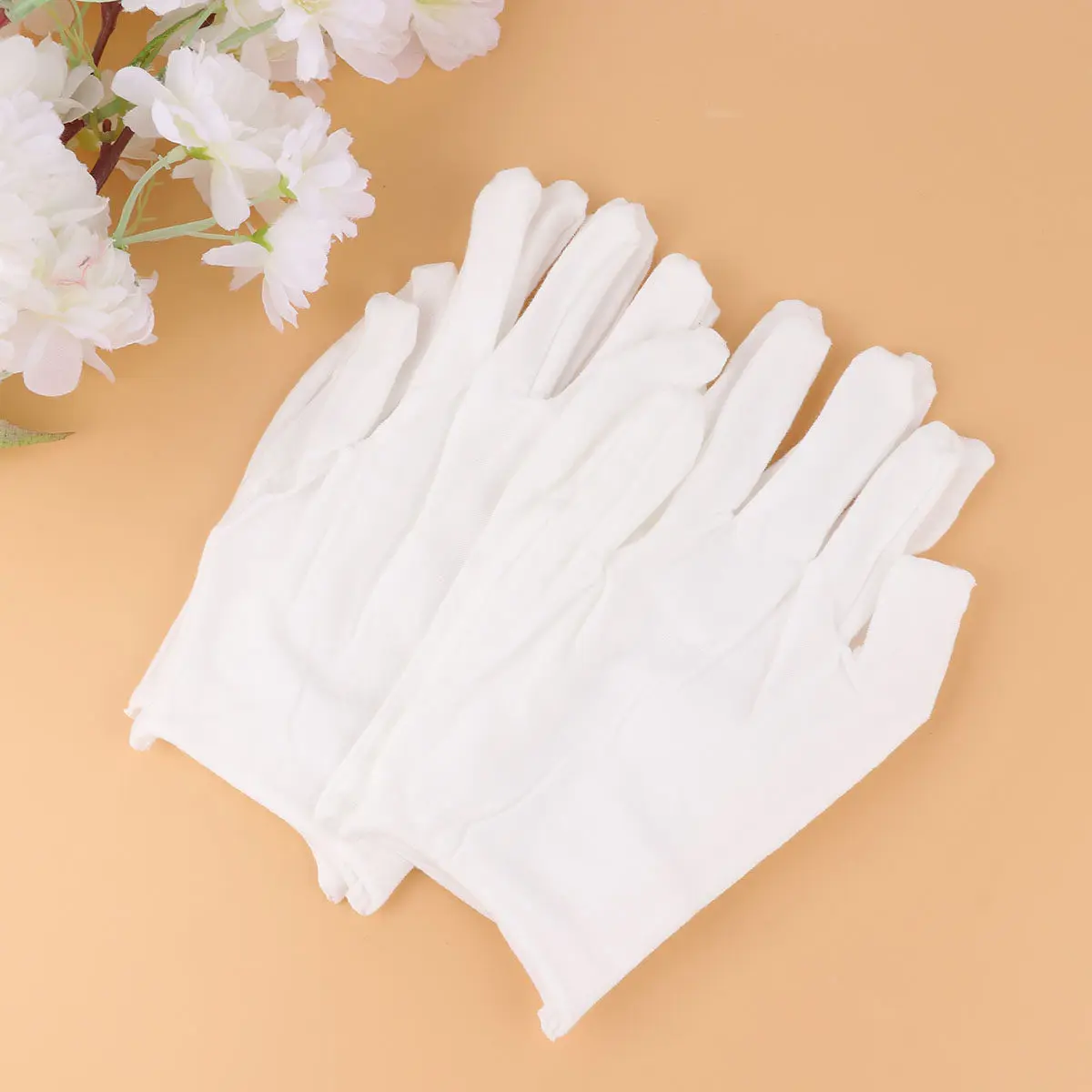 

12 Pair White Cotton Protective Gloves Lightweight Stretchy One Size Industrial Gardening Working Safety Gloves Fingerprint Free