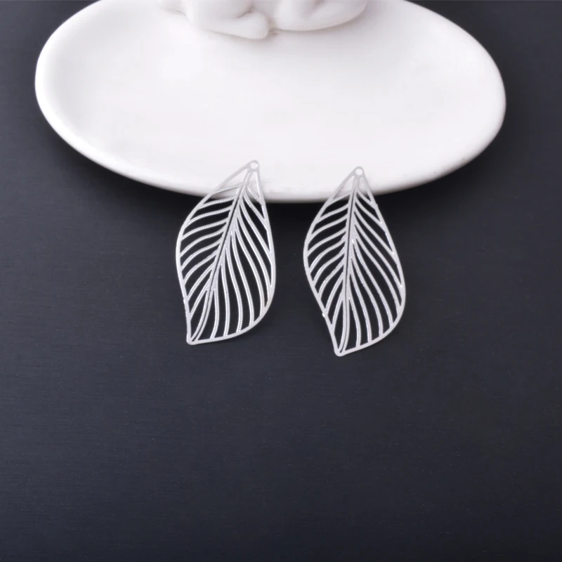 20 Stück AB2697 Schmuck 14k Goldblatt-Anhänger Bemalte Blätter Anhänger DIY Damen Ohrring Zubehör – Detail 6