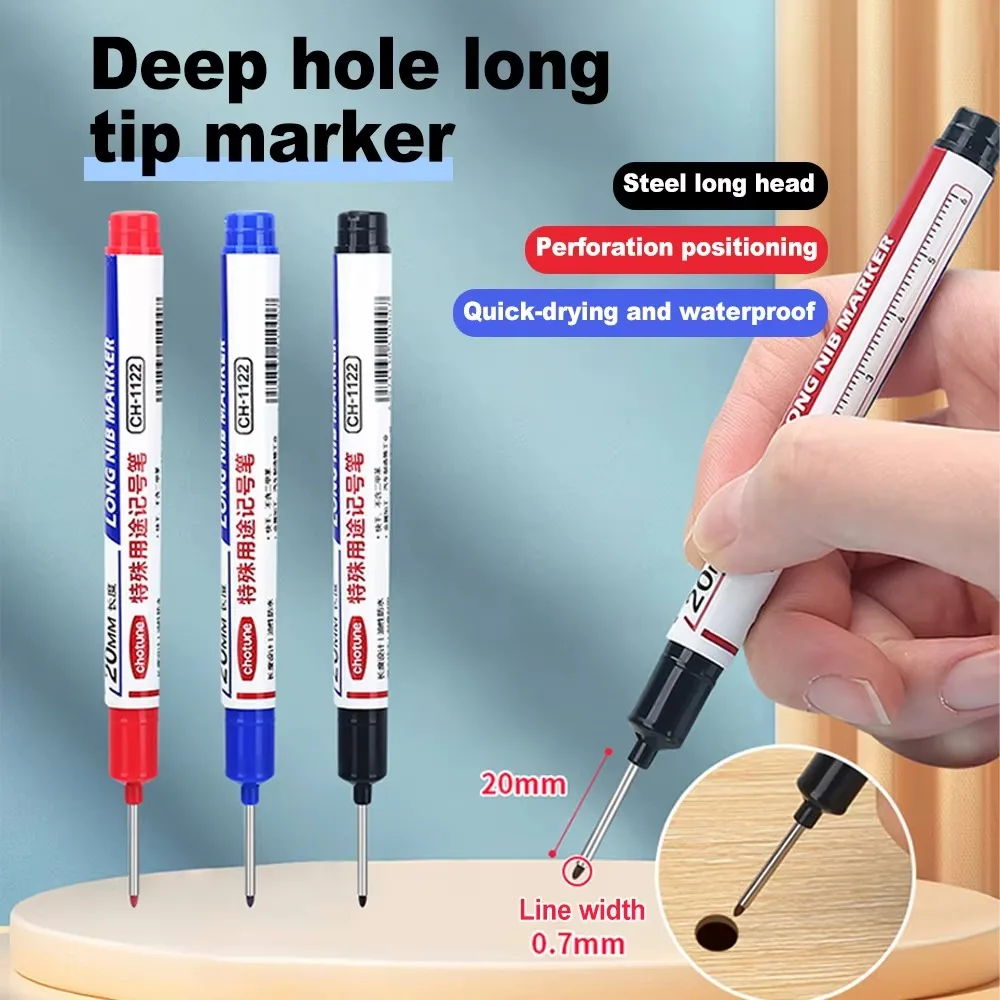 

10pcs 20mm Long-tip Marker for Woodworking Woodworking Decoration Pen Waterproof Deep Hole Long Nib Multi-Purpose